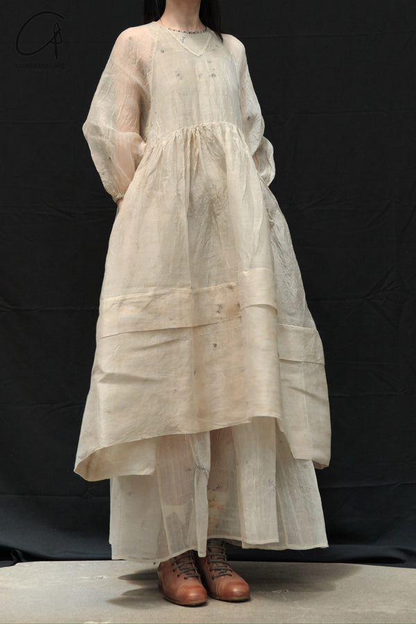 Mutedance 24 Spring/Summer Silk Loose Cardigan Dress MD-MD24SS36-N nude PM142